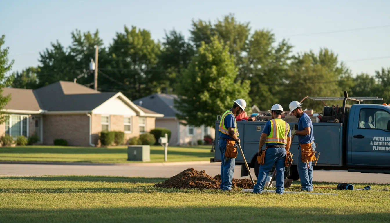 Residential water line and bathroom plumbing service in Kiefer, OK